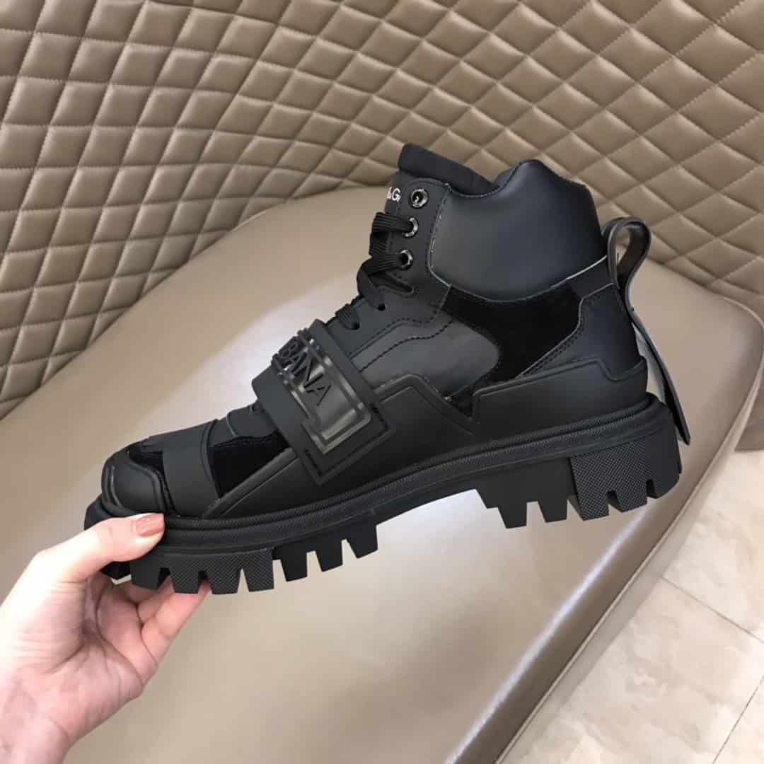 DOLCE & GABBANA LOGO STRAP TREKKING BOOTS