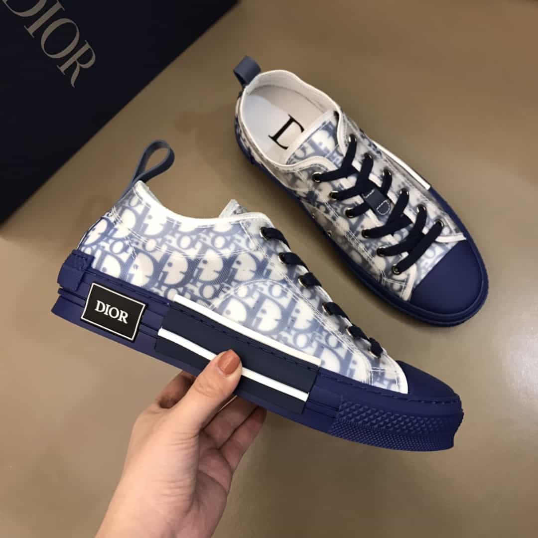 D*or b23 low-top sneaker in blue D*or oblique - cd28