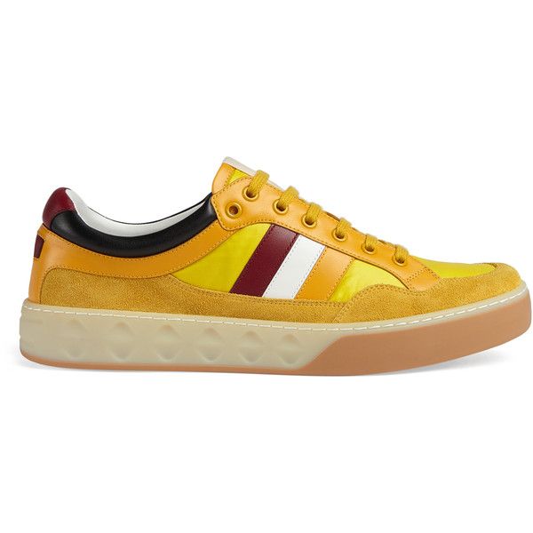 G*u*i men's yellow leather and nylon sneakers - gc63