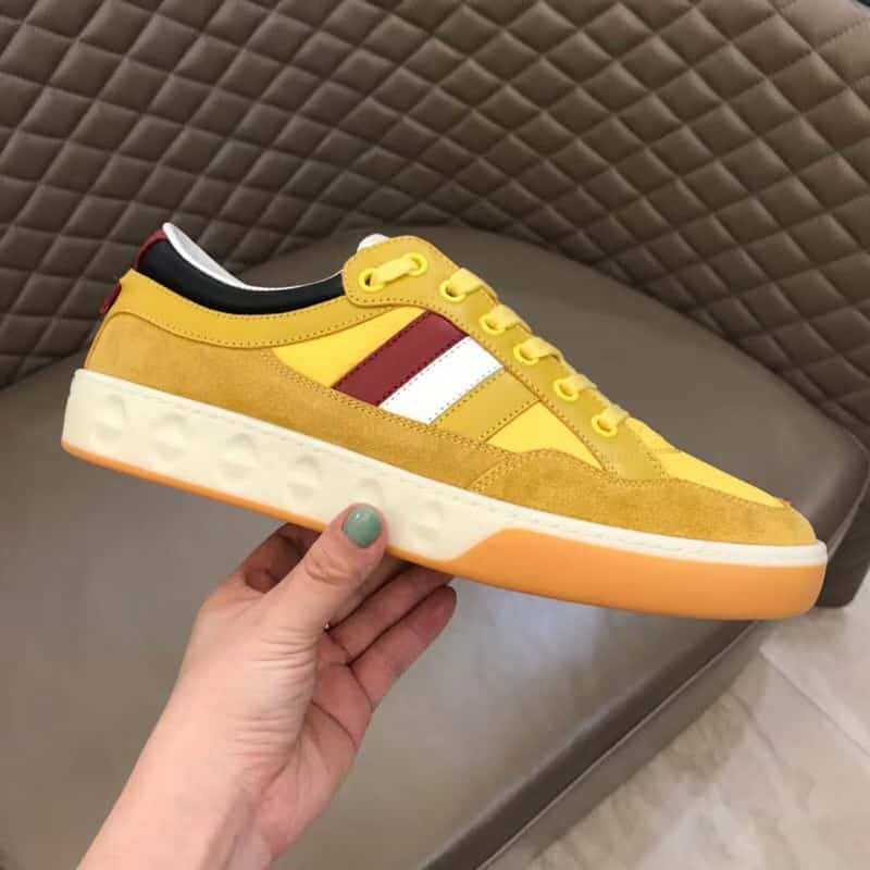 G*u*i men's yellow leather and nylon sneakers - gc63