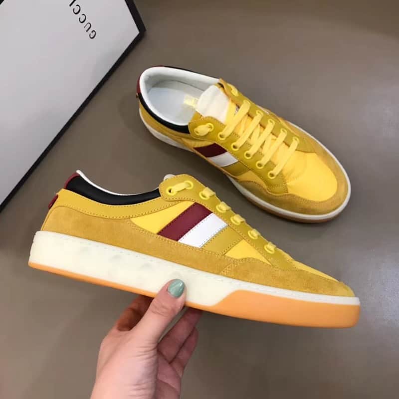 G*u*i men's yellow leather and nylon sneakers - gc63