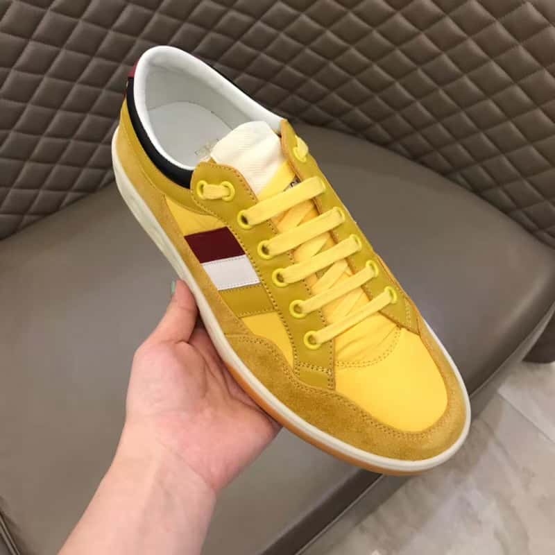 G*u*i men's yellow leather and nylon sneakers - gc63