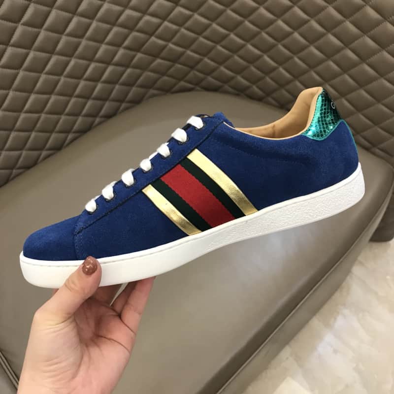 G*u*i ace sneaker velvet blue metallic stripe