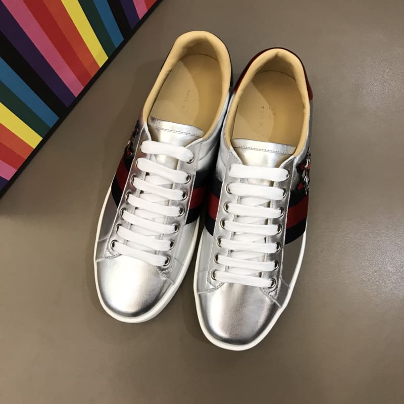 G*u*i metallic ace embroidered sneaker - gc29