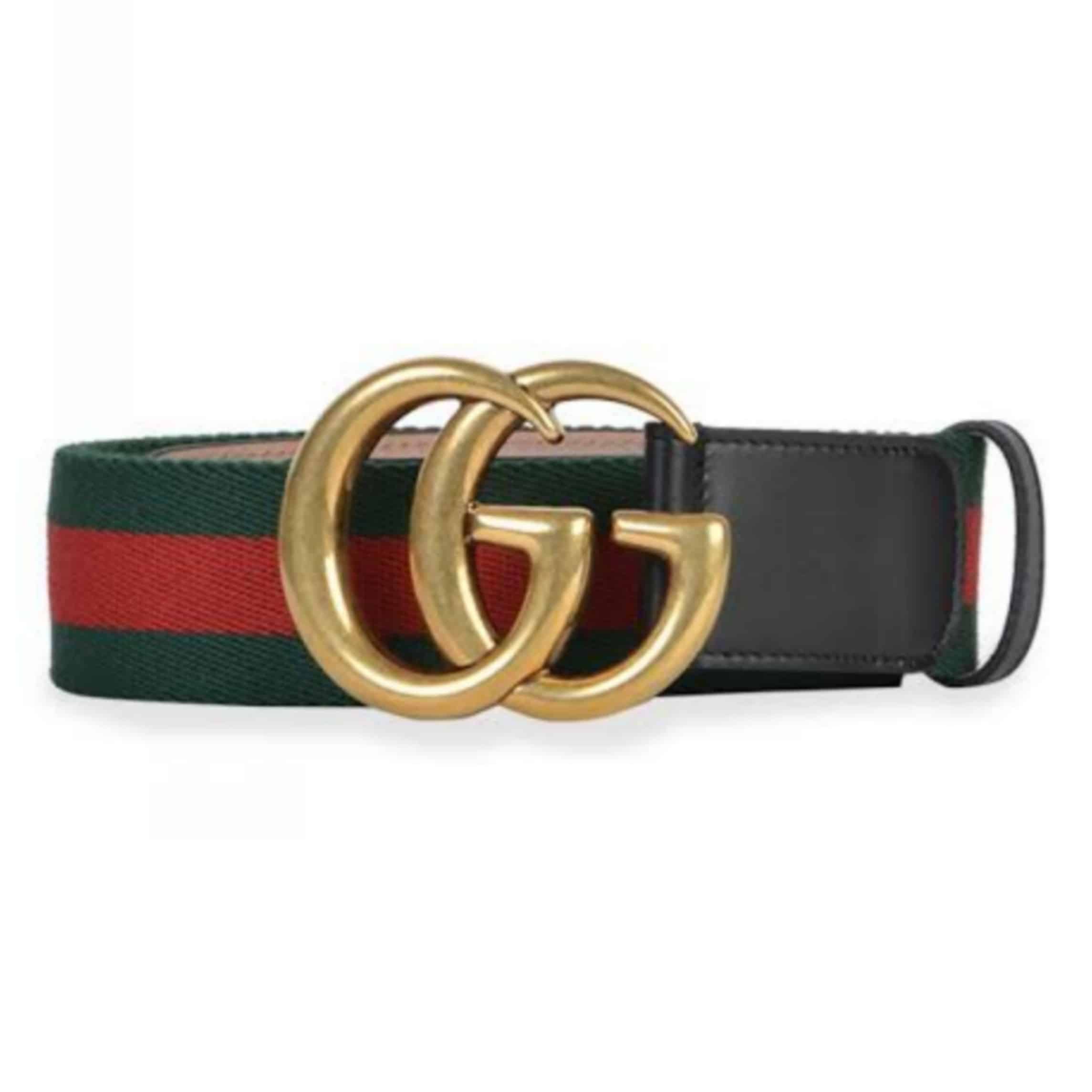 G*u*i gg belt cuir green/red leather ne.ro - b13