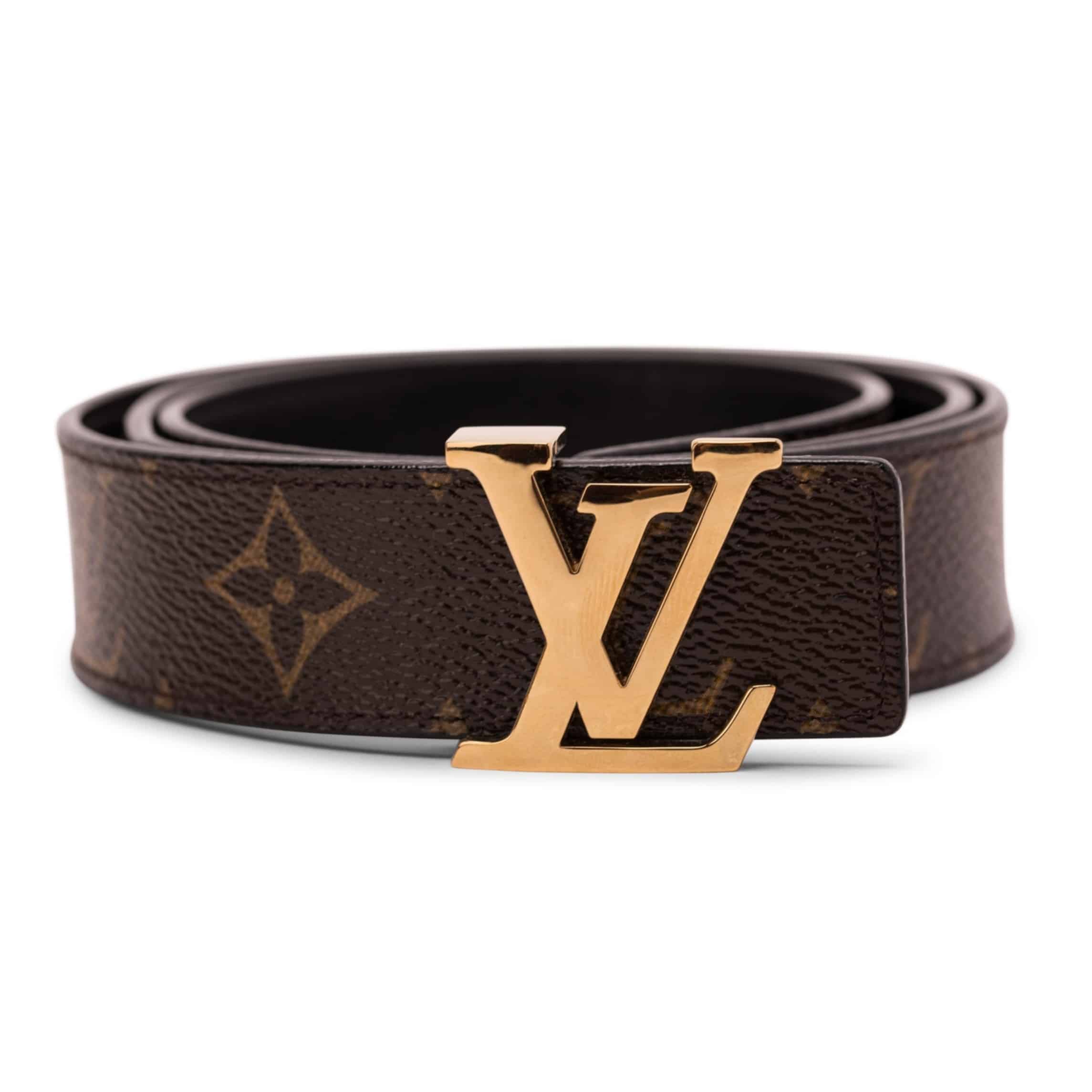 l0*is V*t0n belt initiales reversible monogram 1w noir black/brown - b32