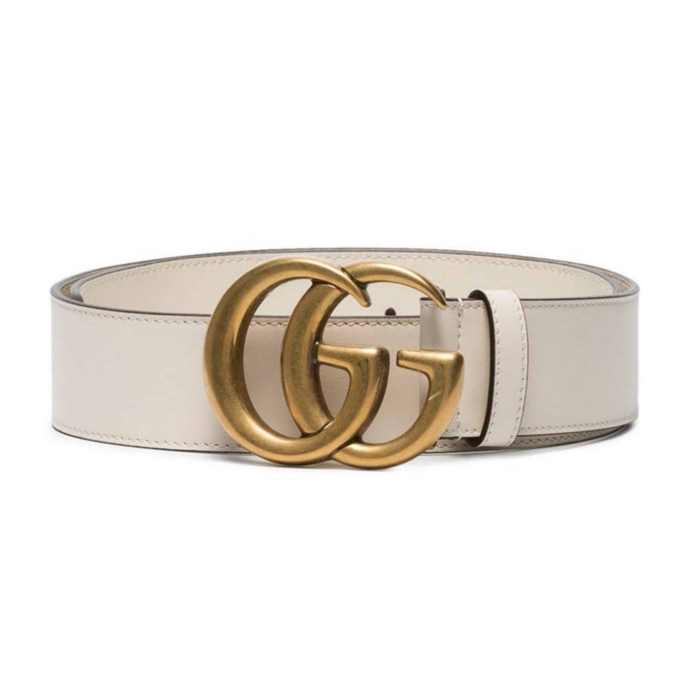 G*u*i white leather belt with double g buckle - b15