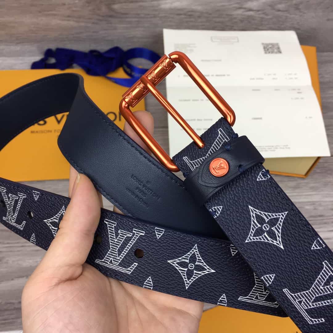 l0*is V*t0n belt voya.ger monogram upside down ink na.vy