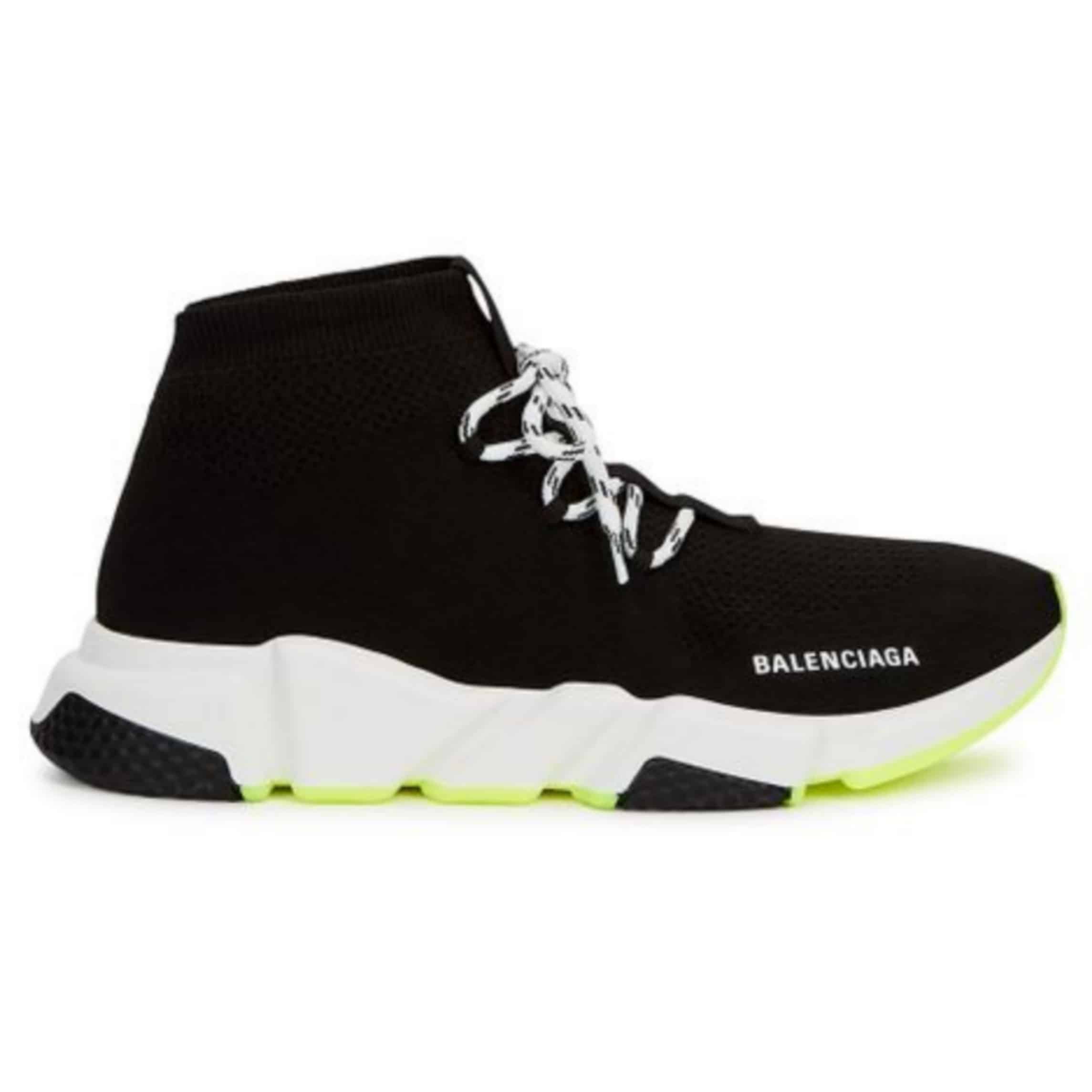 Ba*len*cia*ga speed trainer lace up black white - bb16