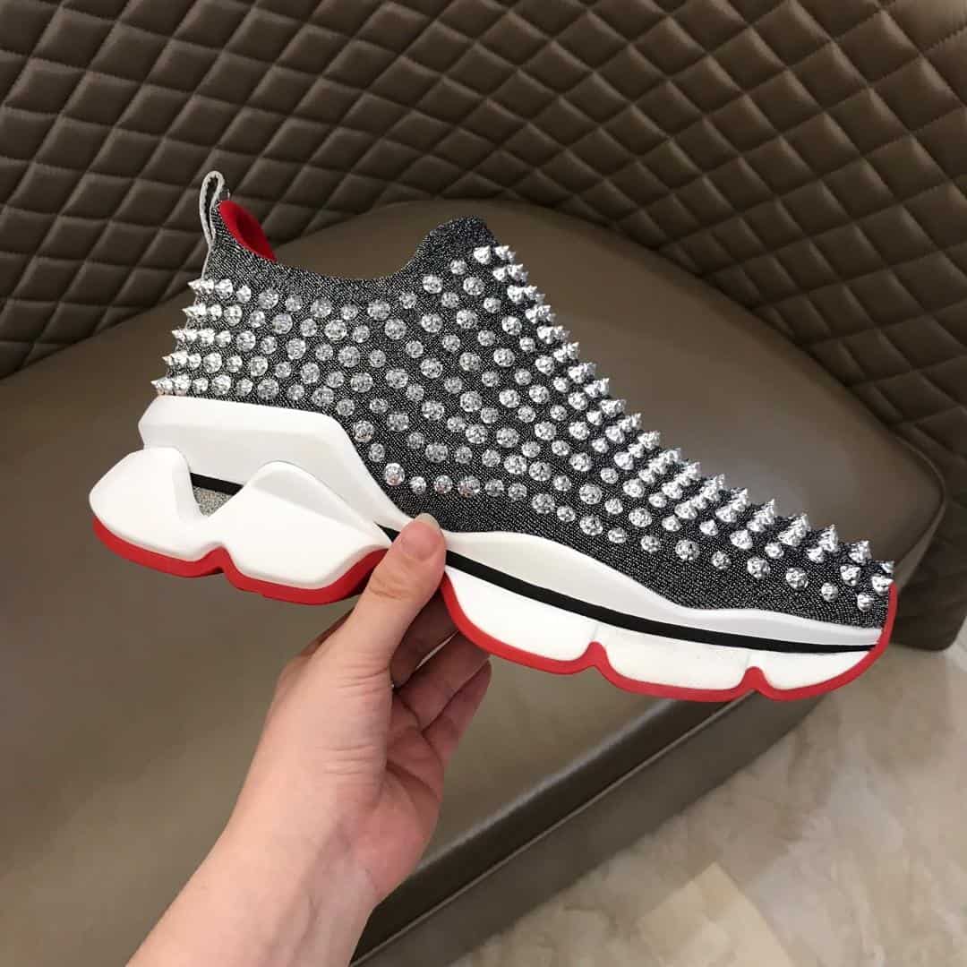 Ch**an louboutin grey spike sock sneaker- cl50