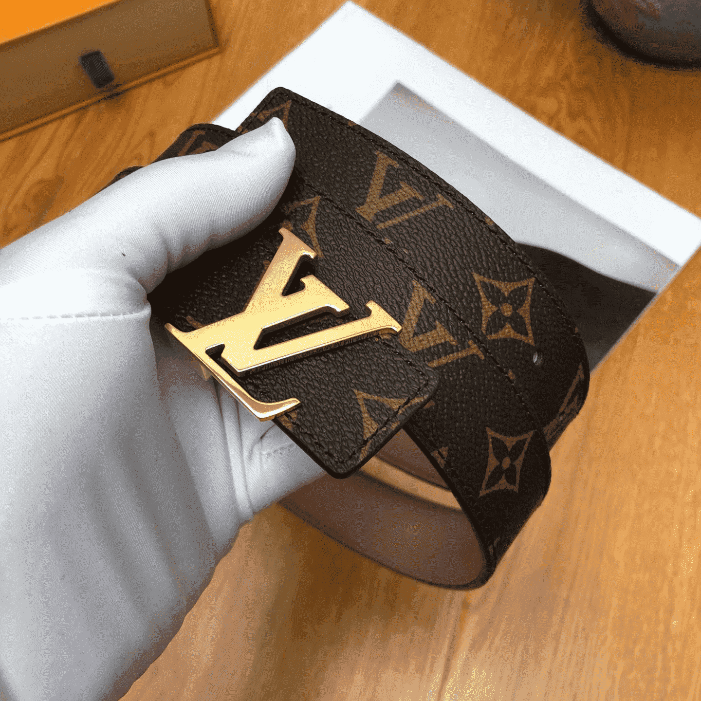 l0*is V*t0n belt lv initiales reversible monogram rose poudre - b33