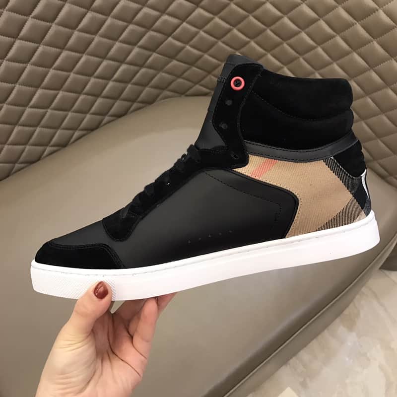 B**rry leather and house check hi-top sneakers - bbr28