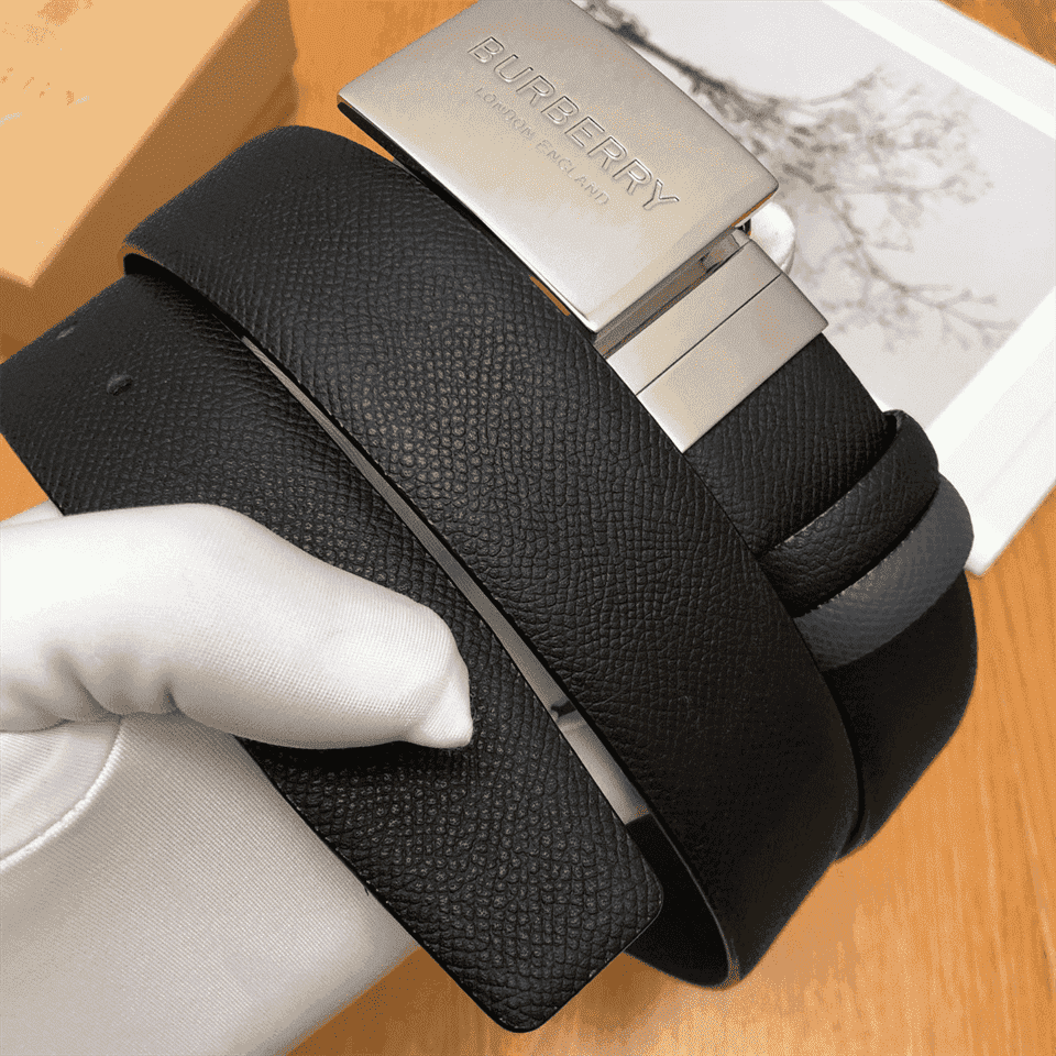 B**rry reversible plaque buckle grainy leather belt - b25