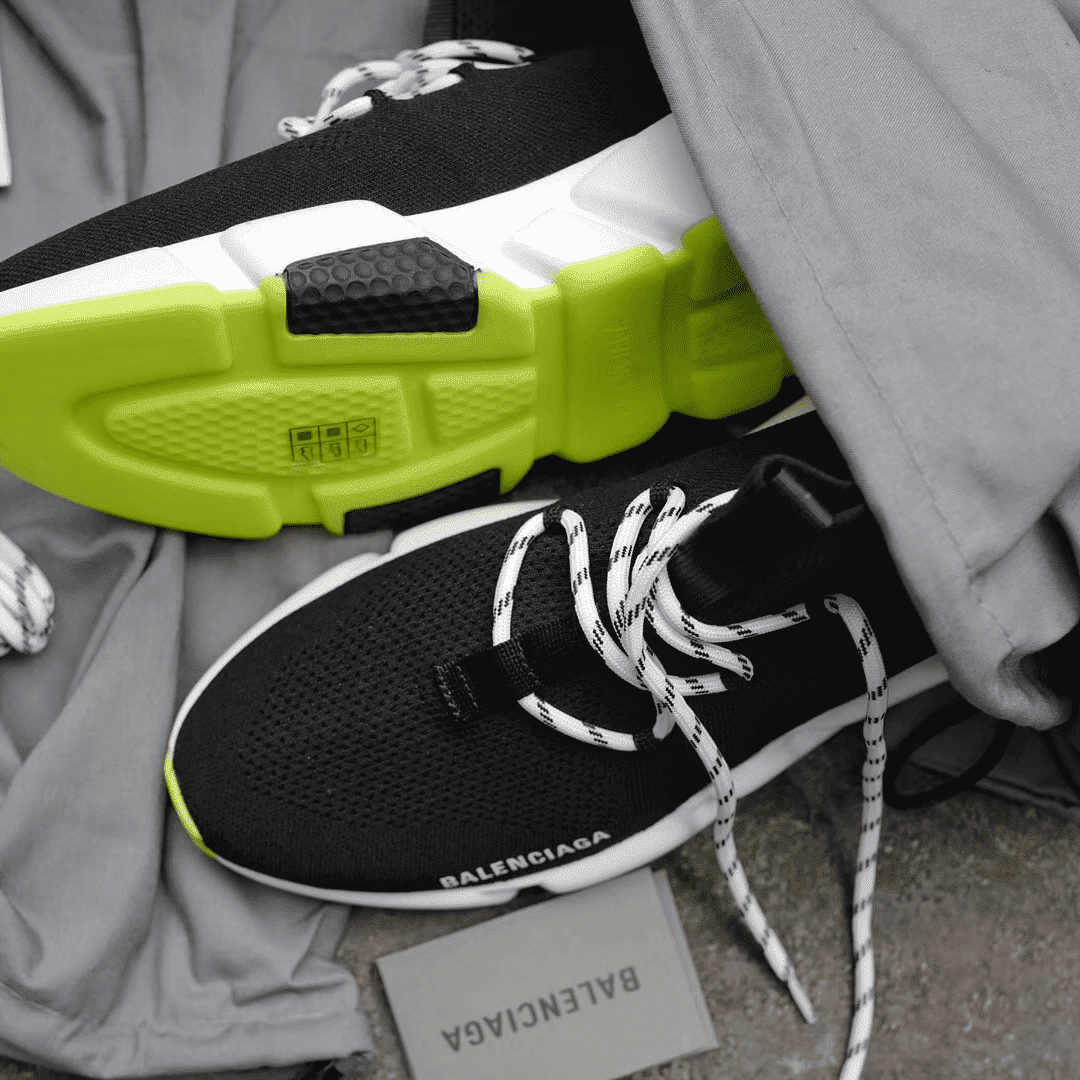 Ba*len*cia*ga speed trainer lace up black white - bb16