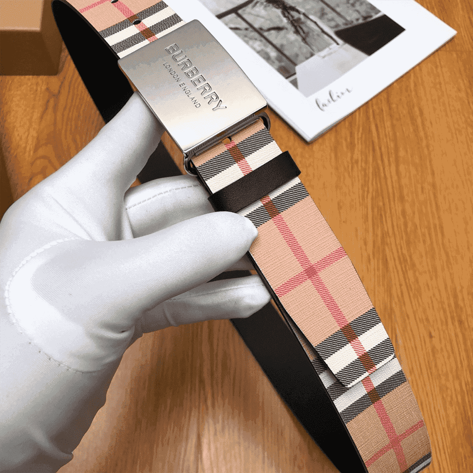 B**rry plaque buckle vintage check e-canvas belt - b23