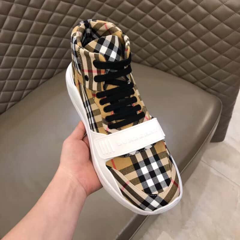 B**rry vintage check high-top sneakers