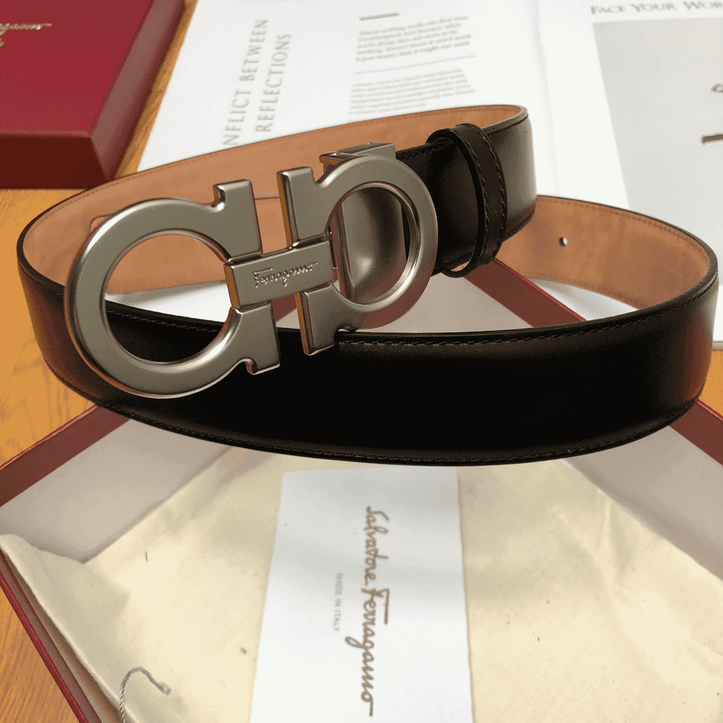 SALVATORE FERRAGAMO DOUBLE GANCIO BELT - B28
