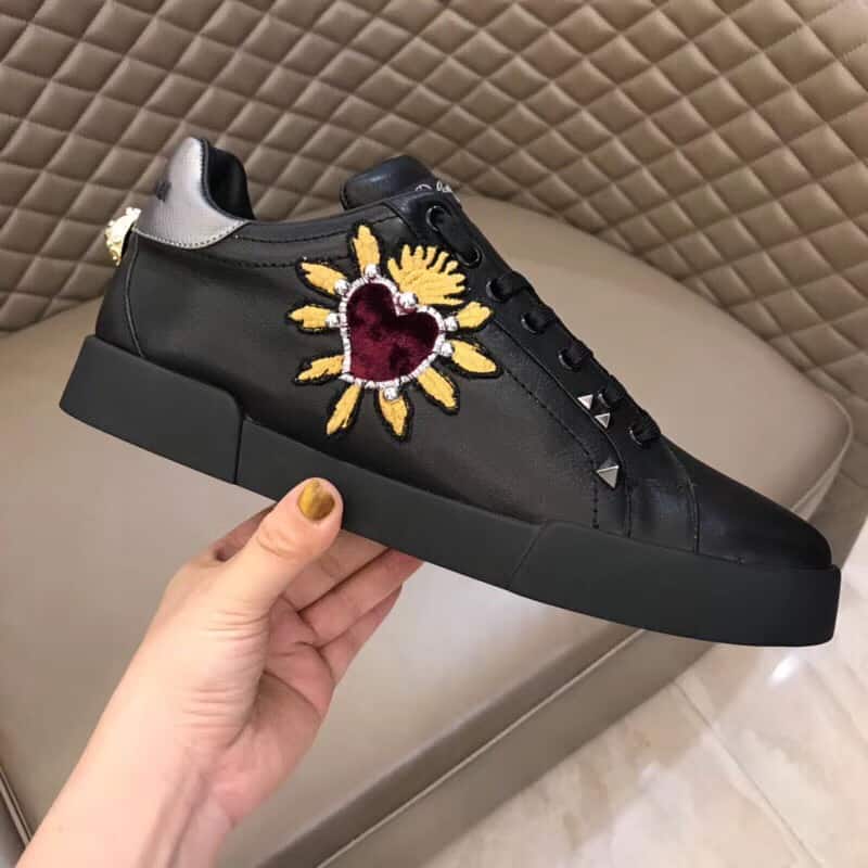 DOLCE & GABBANA SNEAKERS PORTOFINO IN VITELLO NAPPATO CON PATCH