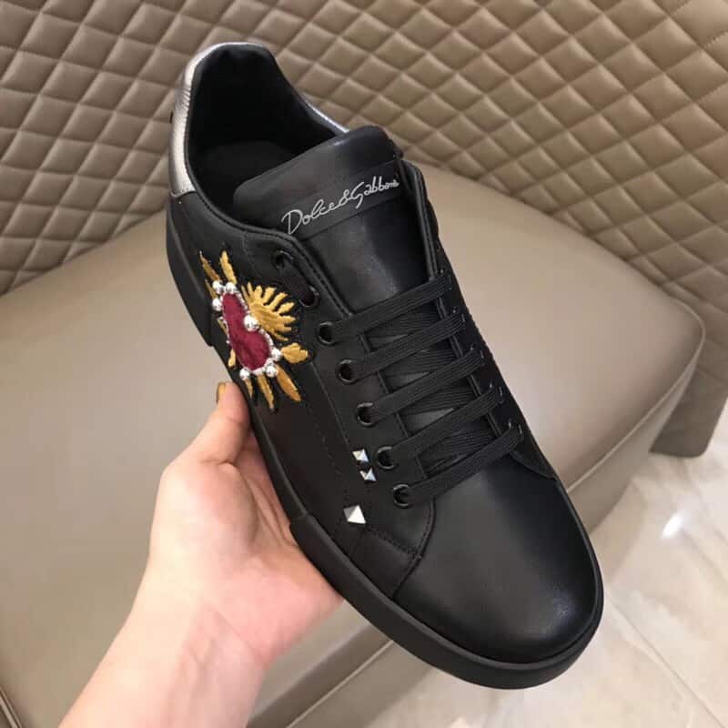 DOLCE & GABBANA SNEAKERS PORTOFINO IN VITELLO NAPPATO CON PATCH