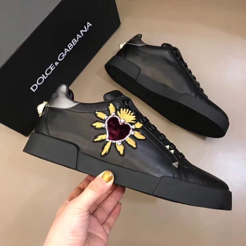 DOLCE & GABBANA SNEAKERS PORTOFINO IN VITELLO NAPPATO CON PATCH