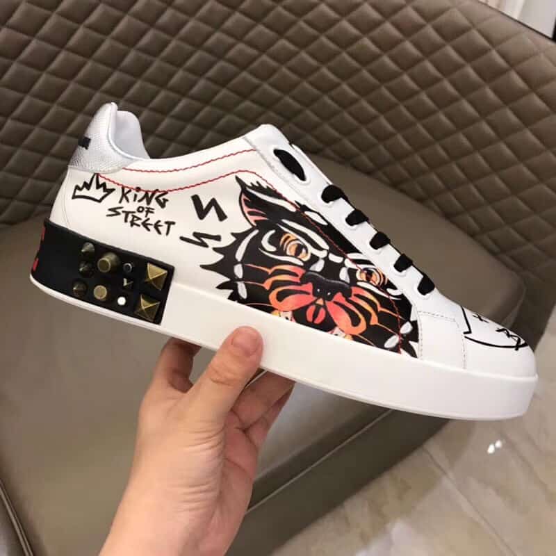 DOLCE & GABBANA PORTOFINO SNEAKERS WITH APPLIQUS