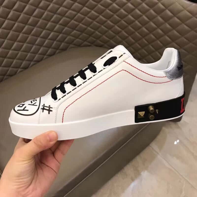 DOLCE & GABBANA PORTOFINO SNEAKERS WITH APPLIQUS