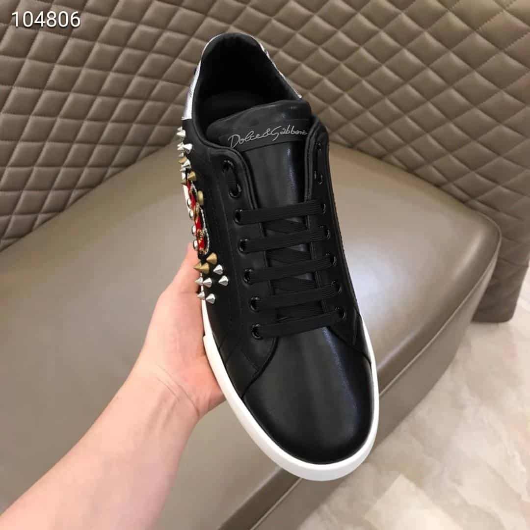 DOLCE & GABBANA CALFSKIN PORTOFINO SNEAKERS WITH PATCH - DG1