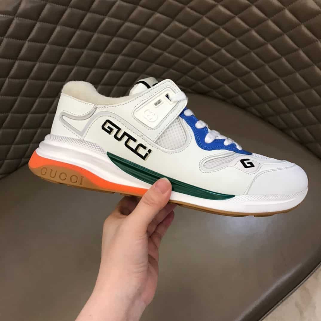 G*u*i g line sneakers in leather and mesh with embroidered logo - gc117