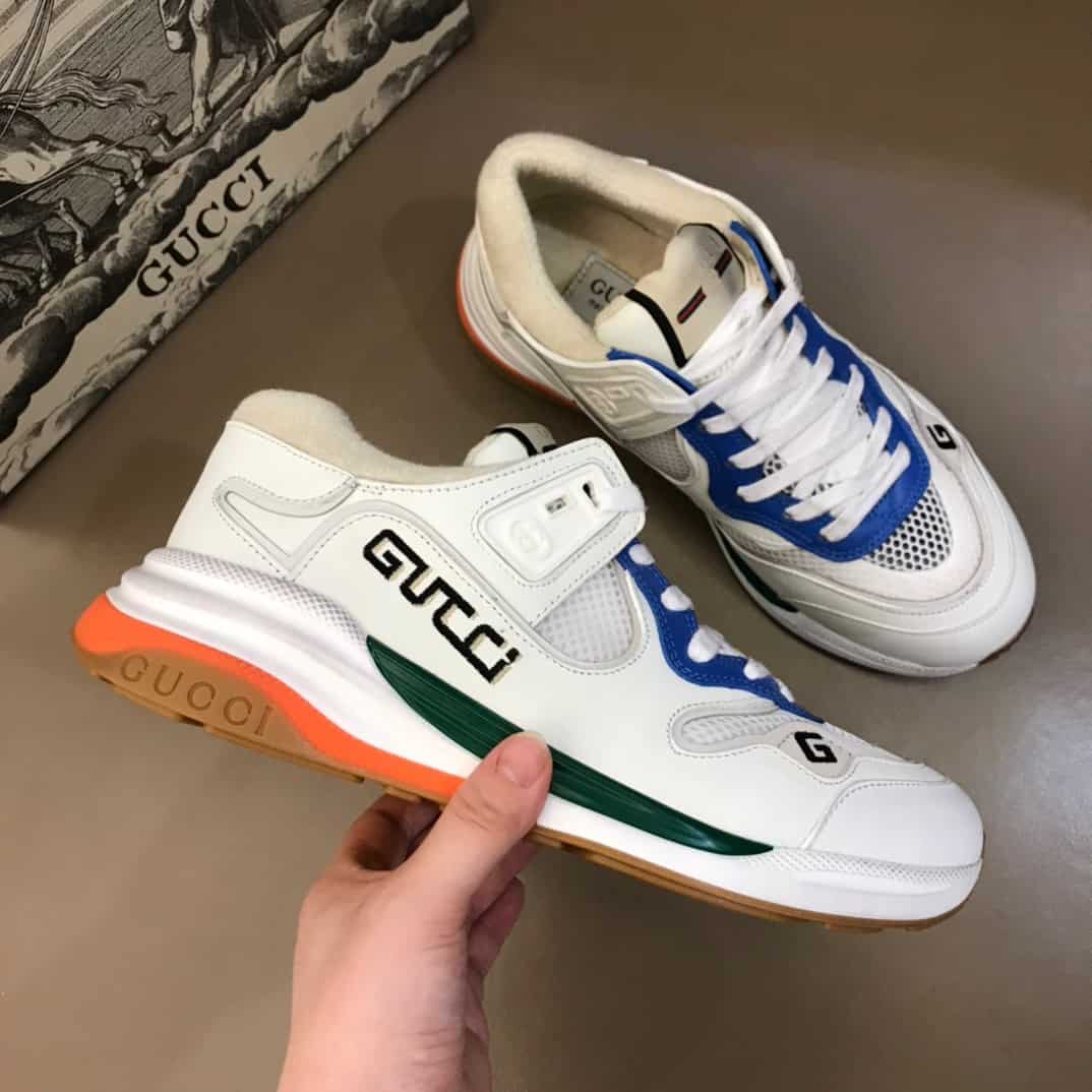 G*u*i g line sneakers in leather and mesh with embroidered logo - gc117
