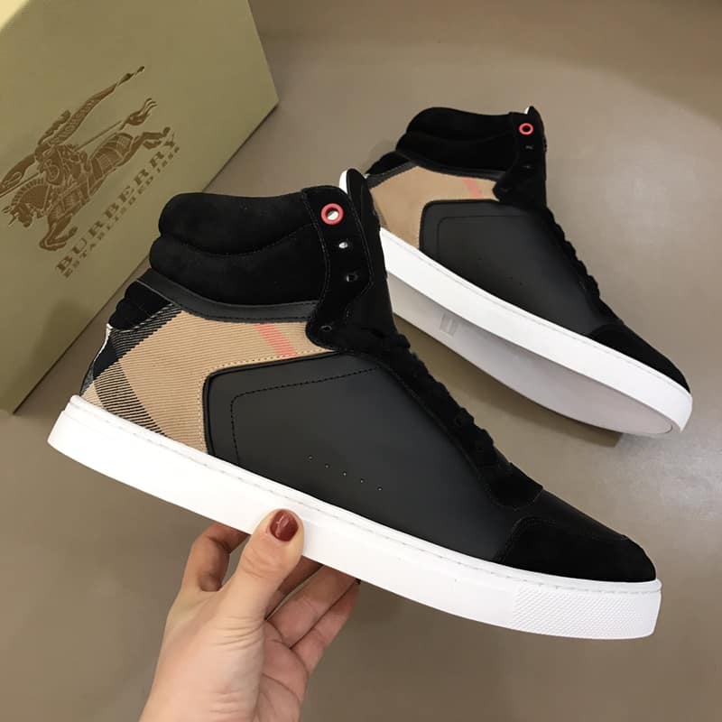 B**rry leather and house check hi-top sneakers - bbr28