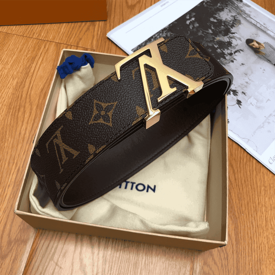 l0*is V*t0n belt initiales reversible monogram 1w noir black/brown - b32