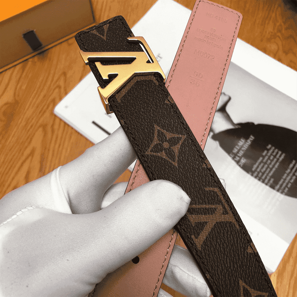 l0*is V*t0n belt lv initiales reversible monogram rose poudre - b33