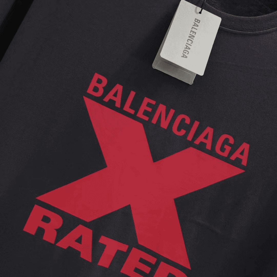 Ba*len*cia*ga x-rated black cotton-jersey t-shirt - bb39
