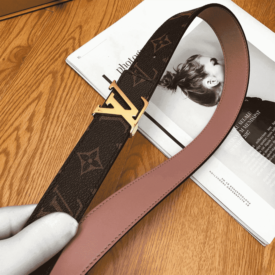 l0*is V*t0n belt lv initiales reversible monogram rose poudre - b33