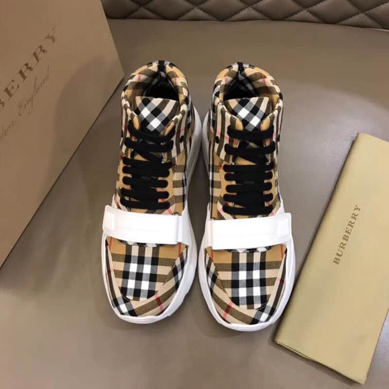 B**rry vintage check high-top sneakers