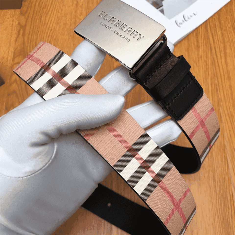 B**rry plaque buckle vintage check e-canvas belt - b23