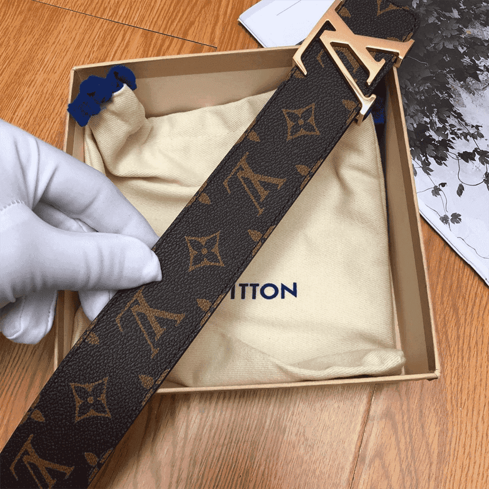 l0*is V*t0n belt initiales reversible monogram 1w noir black/brown - b32