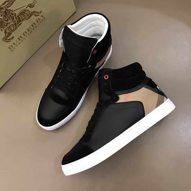 B**rry leather and house check hi-top sneakers - bbr28