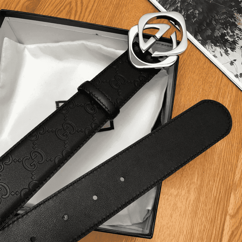 G*u*i black s.si.ma leather belt with square g buckle - b4