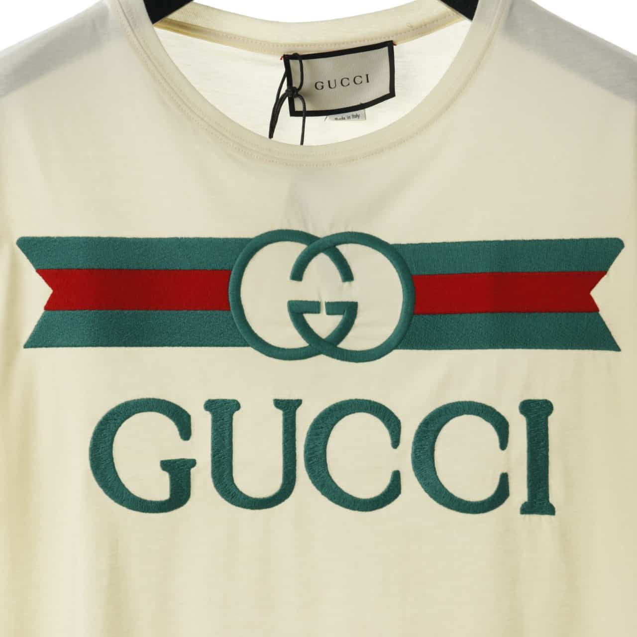 G*u*i embroidered belt logo short sleeve white t shirt