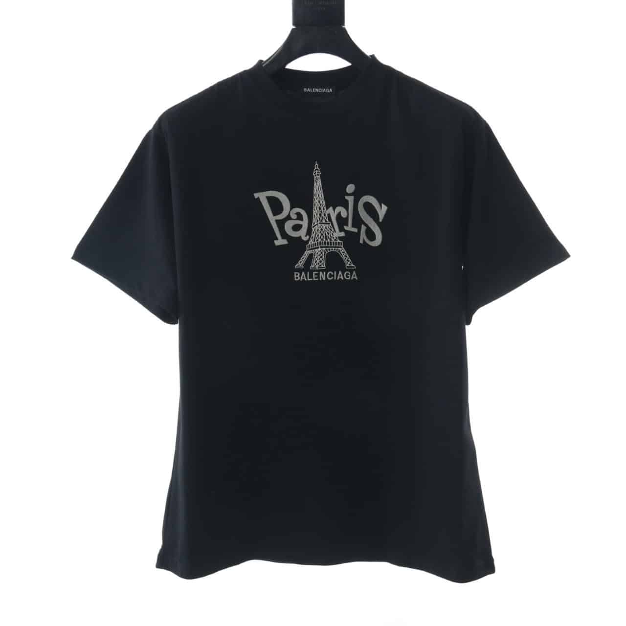 BELENCIAGA PARIS TOWER EMBROIDERED T SHIRT