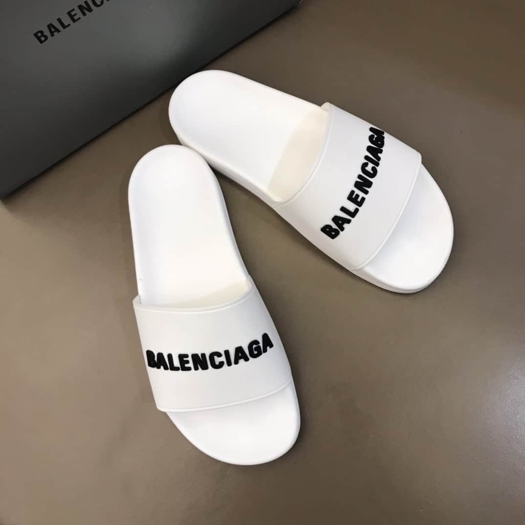 Ba*len*cia*ga rubber logo pool slide sandals - bbs7