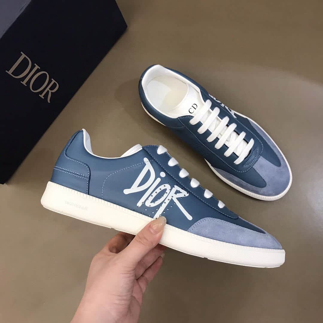 D*or b01 sneaker blue smooth calfskin and suede with D*or and shawn signature - cd57