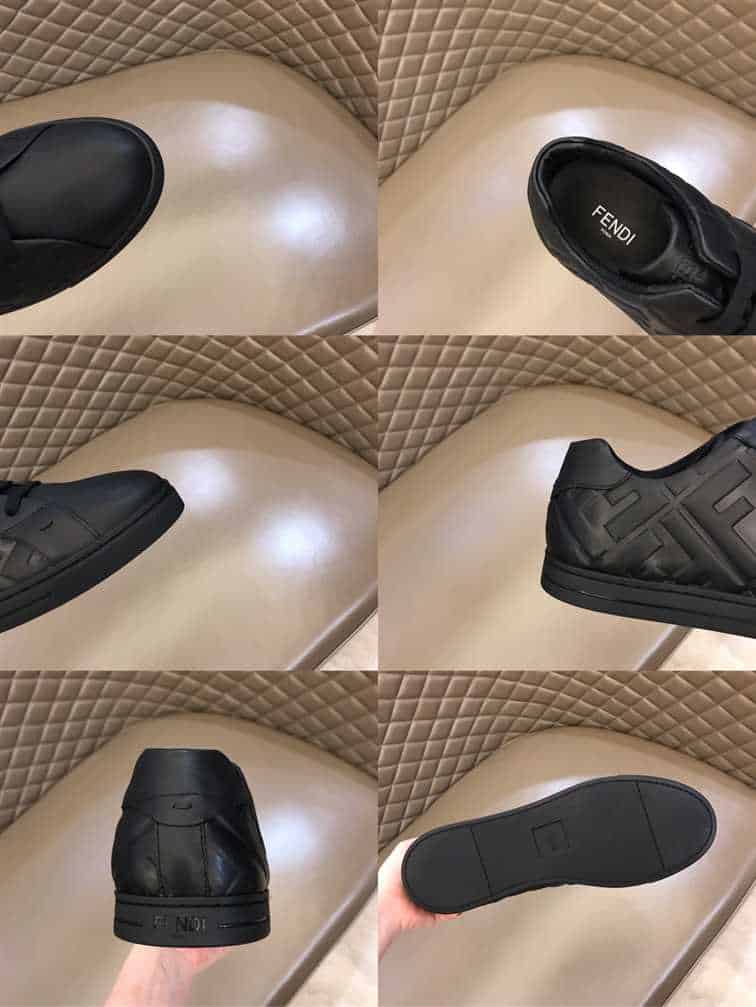 F**di black nappa leather low-top sneakers - fd04