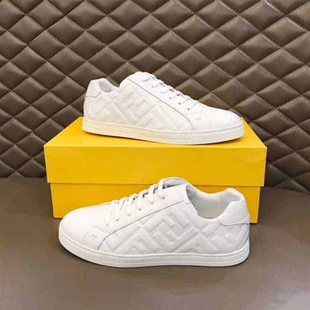 F**di white nappa leather low top sneakers - fd09
