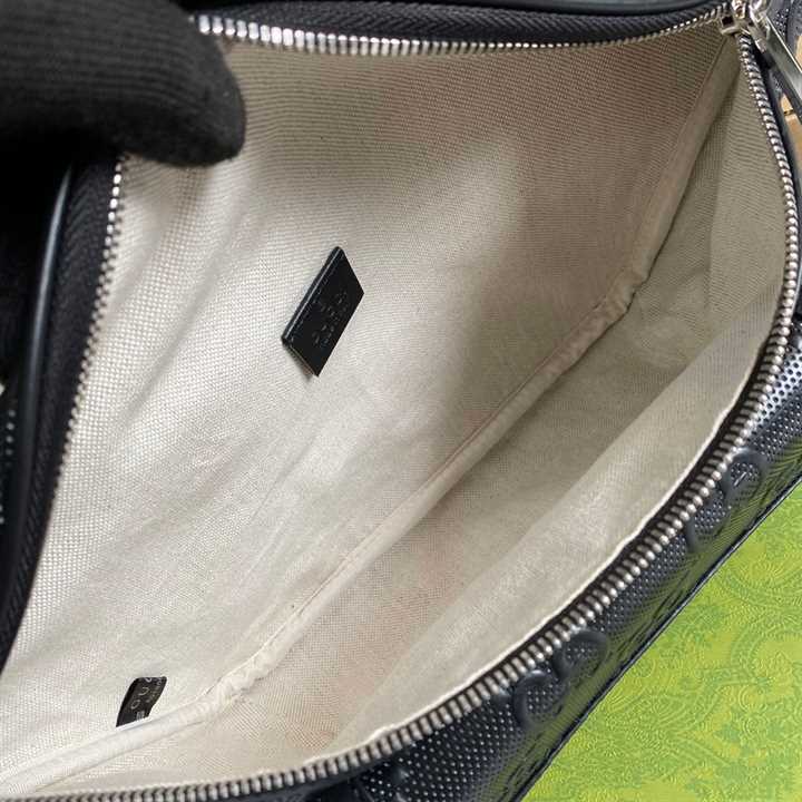 GG EMBOSSED BELT BAG IN BLACK GG EMBOSSED LEATHER - GBC14