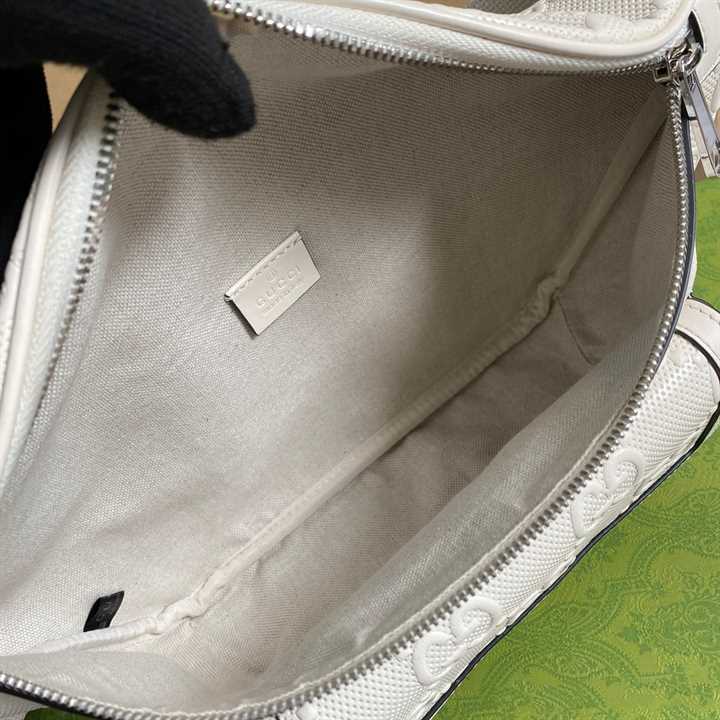 GG EMBOSSED BELT BAG IN WHITE GG EMBOSSED LEATHER - GBC13
