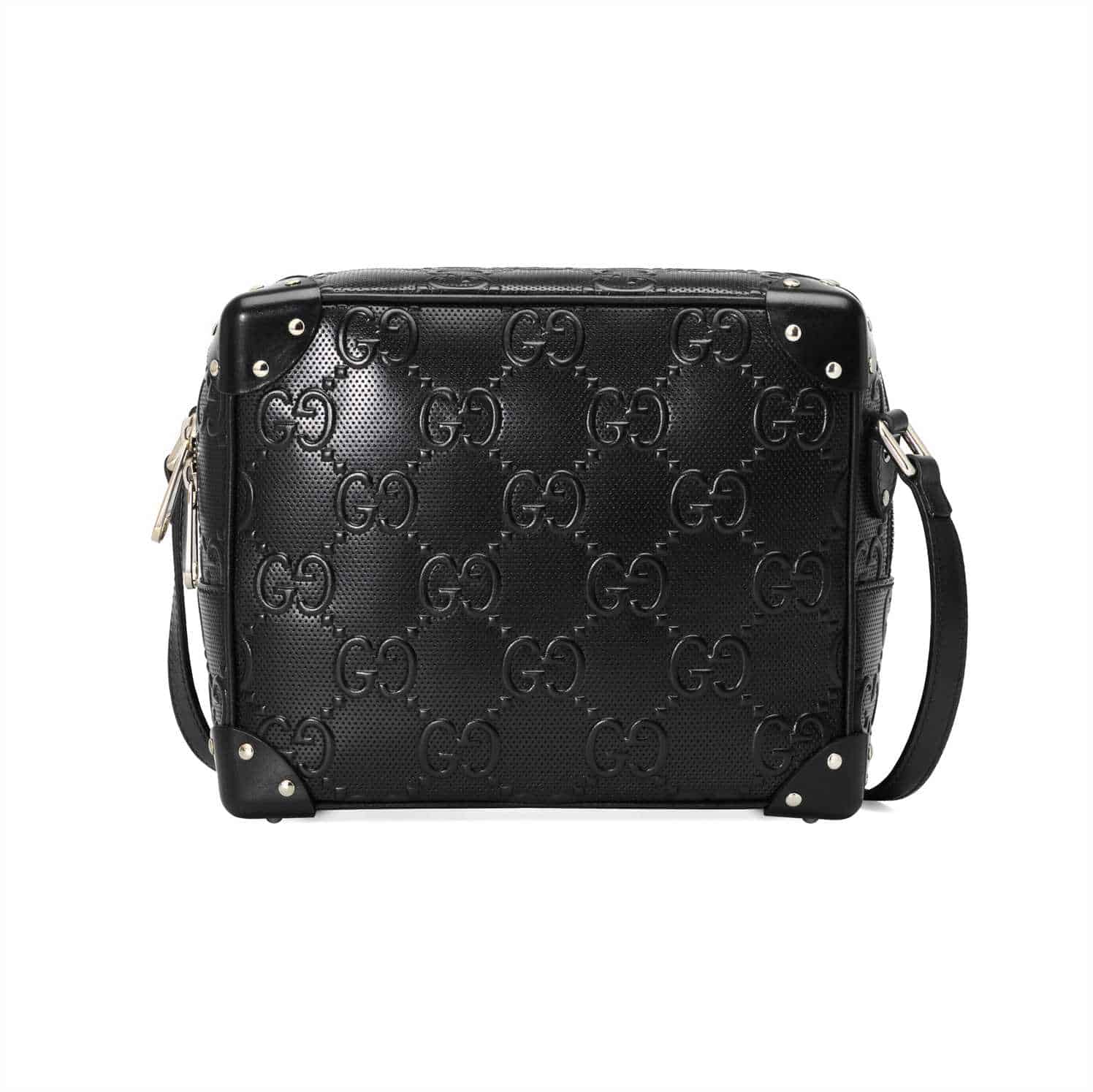 GG EMBOSSED SHOULDER BAG IN BLACK LEATHER - GBC06