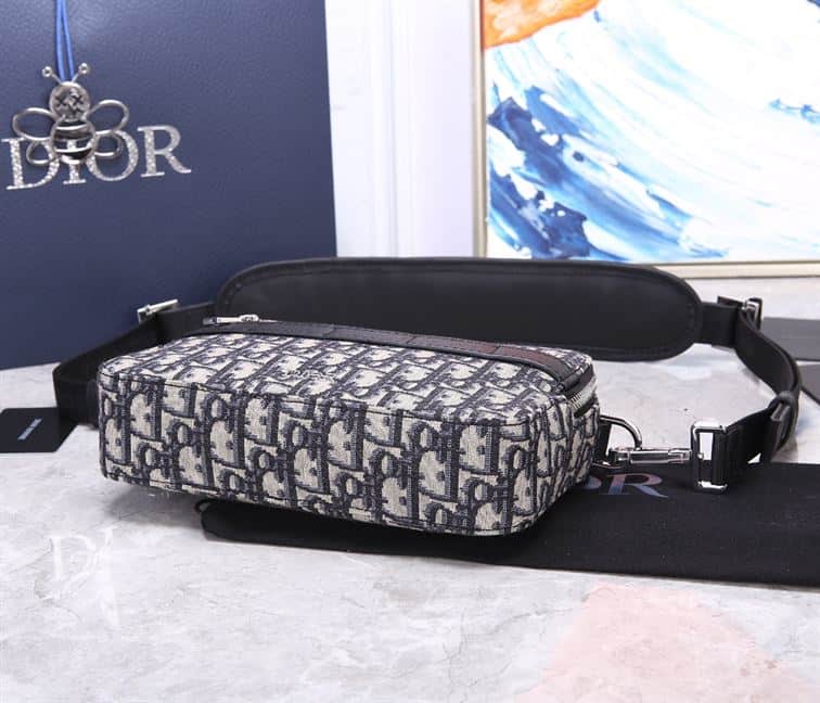 safari messenger bag beige and black D*or oblique jacquard