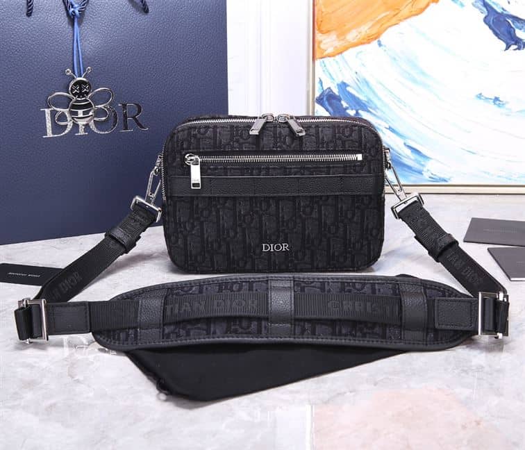 safari messenger bag black D*or oblique jacquard